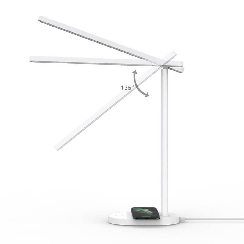 Lampe de table à del avec station de charge sans fil (adaptée aux téléphones iPhone ou Android)
